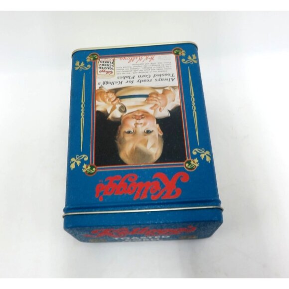 Kelloggs Vintage Corn Flakes Tin Box 1997 Blue And Red With Baby Images - Picture 6 of 10